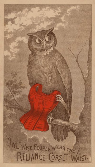 Cartolina pubblicitaria per corsetti Reliance da American School