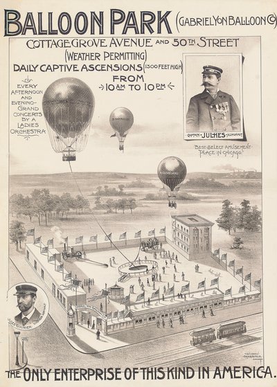 Manifesto pubblicitario per un Parco del Pallone a Chicago, USA, c.1888 da American School