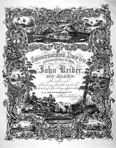 Pubblicità per John Kreider, fabbricante di armi, Philadelphia, c.1860 da American School