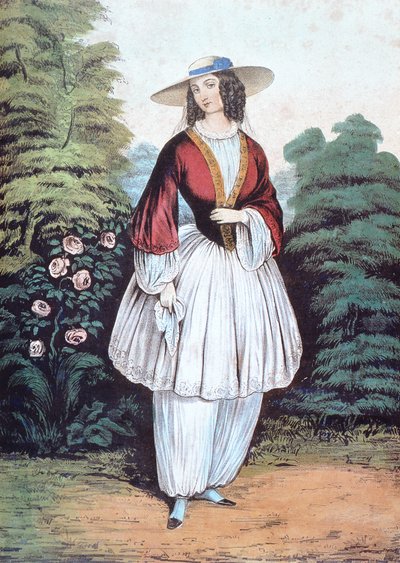 Amelia Jenks Bloomer che indossa il costume 