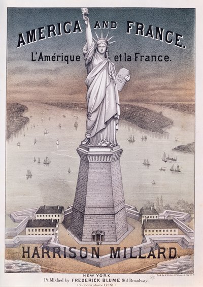 America e Francia, spartito musicale per una canzone sulla Statua della Libertà di Harrison Millard (1830-95) da American School