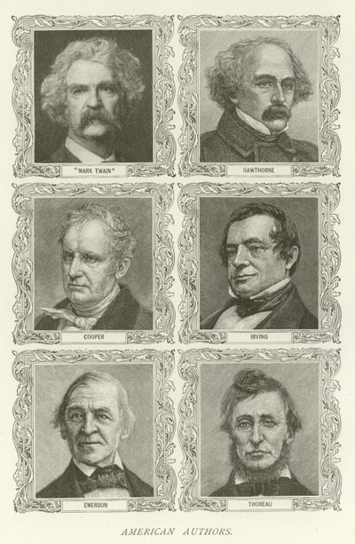 Autori americani, Mark Twain, Hawthorne, Cooper, Irving, Emerson, Thoreau da American School