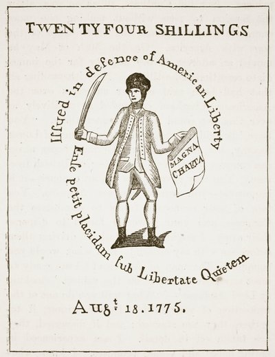 American Bill of Credit, 1775, illustrazione da Cassells Illustrated History of England da American School