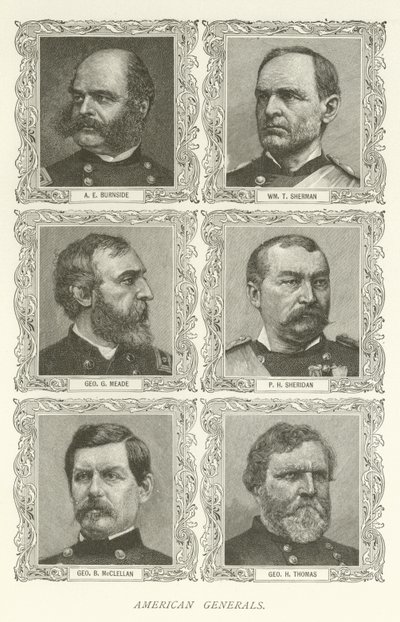 Generali americani, A E Burnside, William T Sherman, George G Meade, P H Sheridan, George B McClellan, George H Thomas da American School