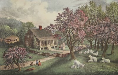 Fattoria americana - Primavera, pub. 1869, Currier & Ives da American School