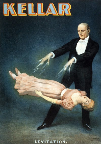 Poster americano per lo spettacolo del mago Harry Kellar (1849 - 1922): Levitation da American School