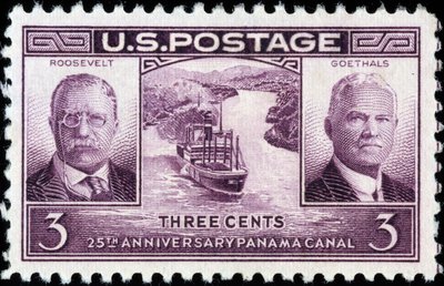 Francobollo americano per il 25º anniversario del Canale di Panama da American School