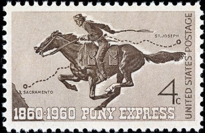 Francobollo americano sul Pony Express da American School