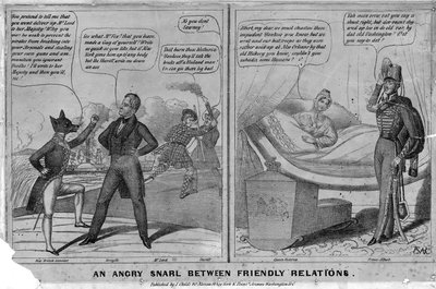 Un ringhio arrabbiato tra relazioni amichevoli, pubblicato da J. Childs, New York e Washington D.C, c.1838-1840 da American School