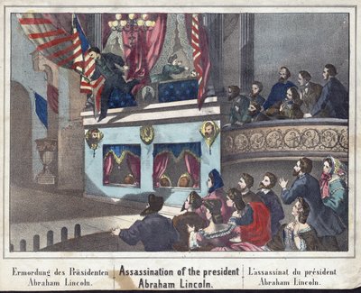 Assassinio del Presidente Abraham Lincoln, pub. 1865 da American School