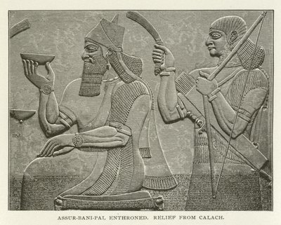 Assur-bani-pal sul trono, rilievo da Calach da American School