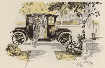 Illustrazioni di linee di automobili, prima della prima guerra mondiale (litografia) da American School