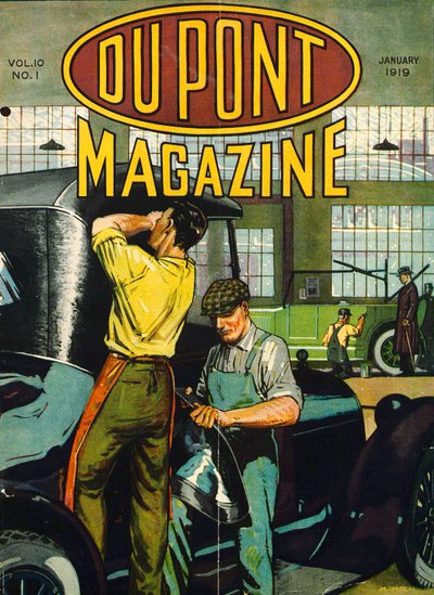 Riparazione Automobilistica, copertina della rivista DuPont, gennaio 1919 da American School