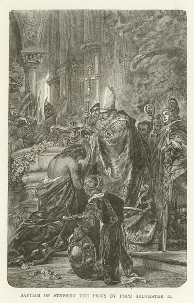 Battesimo di Stefano il Pio da Papa Silvestro II da American School