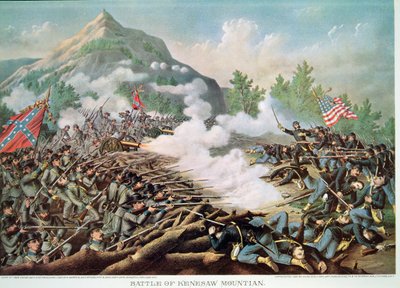 Battaglia di Kenesaw Mountain, Georgia, 27 giugno 1864, inciso da Kurz & Allison da American School