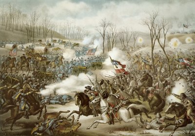 Battaglia di Pea Ridge, Arkansas, 6-8 marzo, inciso da Kurz & Allison da American School