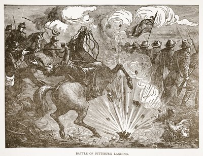 Battaglia di Pittsburgh Landing, da un libro pub. 1896 da American School