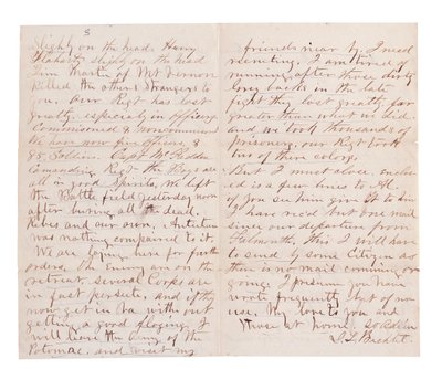 Lettera di resoconto della battaglia di G. L. Brehct (penna e inchiostro su carta) da American School