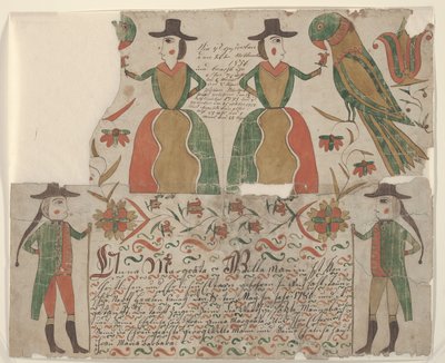 Certificato di nascita e battesimo per Anna Margräta Willeman, Fraktur Painting, c.1810 da American School