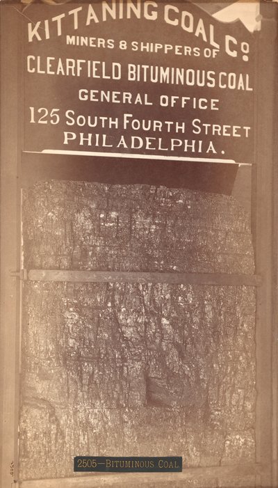 Carbone bituminoso, Esposizione della Kittaning Coal Co., 1876 da American School
