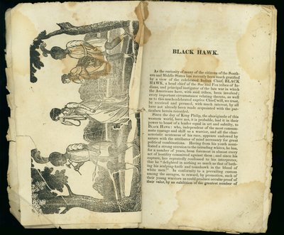 Black Hawk, da Narrative of the captivity and providential escape of Mrs. Jane Lewis, 1834 da American School