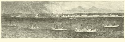 Flotta di blocco al largo di Wilmington, New Inlet, ottobre 1864 da American School