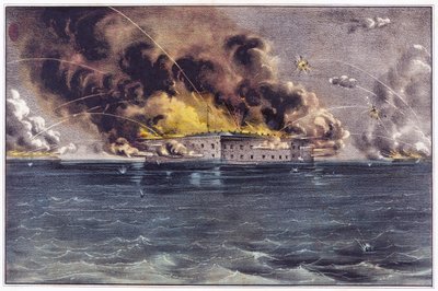 Bombardamento di Fort Sumter, Charleston Harbor, 12 e 13 aprile 1861, pub. 1861 da American School
