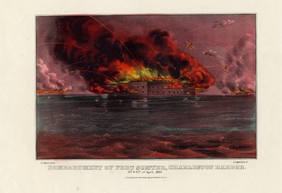 Bombardamento di Fort Sumter, Charleston Harbor, 12 e 13 aprile 1861, pub. da Currier & Ives, c.1861 da American School
