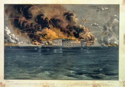 Bombardamento di Fort Sumter, Porto di Charleston, 12 e 13 aprile 1861, pub. da Currier e Ives da American School