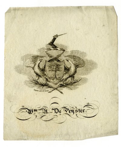 Ex libris di William Axtell De Peyster (1793-1856), c.1840 da American School