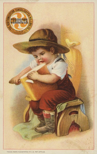 Ragazzo che affetta una pagnotta di pane da American School