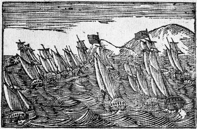 Brillante vittoria navale, illustrazione da American School
