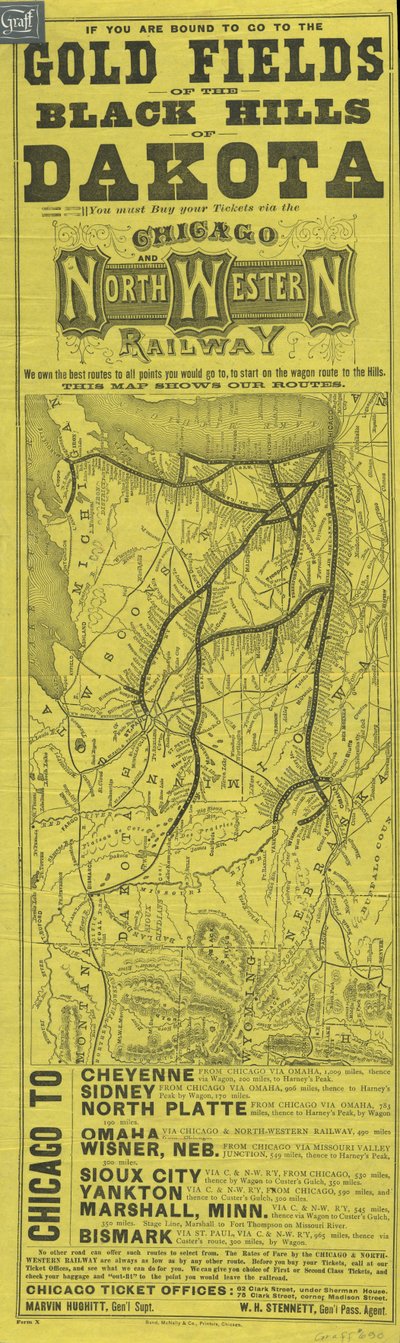 Manifesto per la Chicago and North Western Railway, stampato da Rand McNally, c.1870 da American School