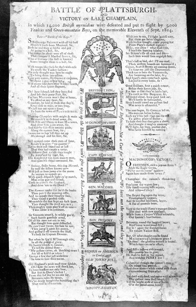 Manifesto della Guerra del 1812, con la Battaglia di Plattsburgh e la Vittoria sul Lago Champlain da American School