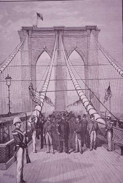 Ponte di Brooklyn, il presidente Arthur alla cerimonia di apertura, 24 maggio 1883 da American School