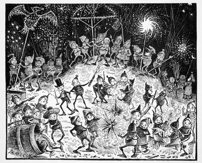 Brownies, da La guida mondiale a gnomi, fate, elfi e altri piccoli esseri di Thomas Keightley, pubblicato nel 1880 da American School