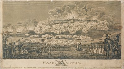 Incendio di Washington da parte dei britannici, 24 agosto 1814, pubblicato da I. Ryland da American School