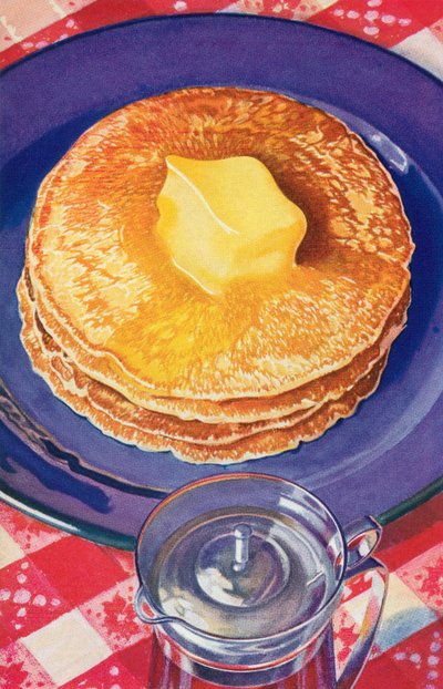 Burro che si scioglie su una pila di pancake da American School