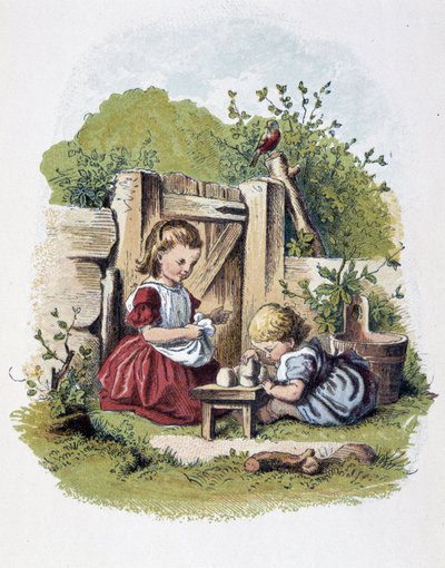 Gioco di ciottoli in "Schnik, schnak, trifles for the little ones", giochi per bambini. ed. London- Georges Ronthedge and sons. New York, The broad way Ludgate n.d. c. 1890. da American School