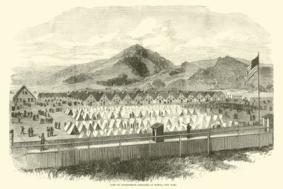 Campo di prigionieri confederati a Elmira, New York, maggio 1865 da American School