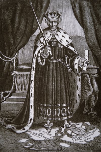 Cartone animato che raffigura il generale Andrew Jackson come 