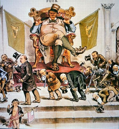 Cartone che raffigura il potere politico irlandese negli Stati Uniti, presente in 