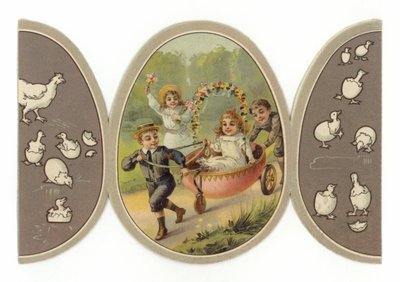 Bambini che giocano nel carrello delle uova da American School