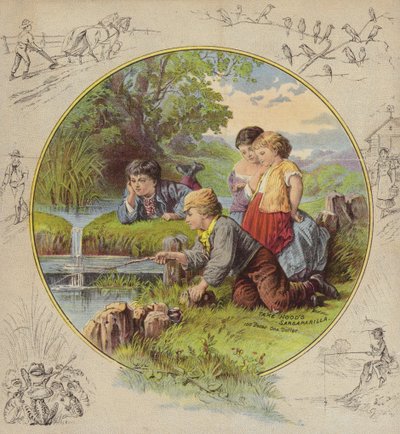 Bambini che pescano nello stagno da American School