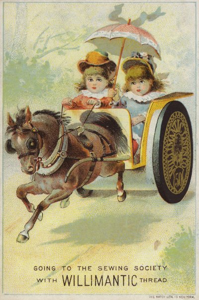 Bambini che viaggiano velocemente su un carro trainato da cavalli da American School