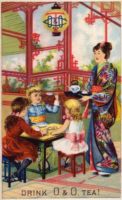 Bambini alla cerimonia del tè giapponese da American School