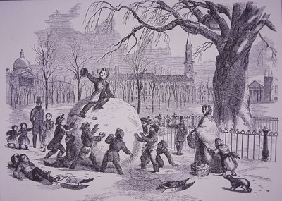 Palla di neve di Natale, scena sul Boston Common da American School