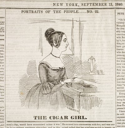 Ragazza del sigaro, prima pagina del "New York Sunday Atlas", 13 settembre 1840 da American School