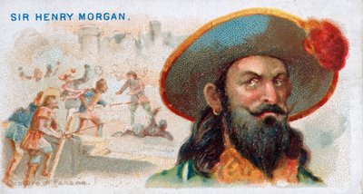Carta da sigaretta Sir Henry Morgan, cattura di Panama, pub. 1888 litografia a colori da American School