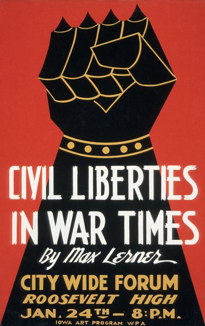 Poster sui diritti civili in tempo di guerra da American School